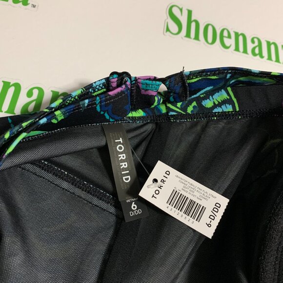 Torrid Swimsuit Swim Top Underwire Bikini Strappy Push Up Black Plus 6 30 D / DD - Picture 4 of 4